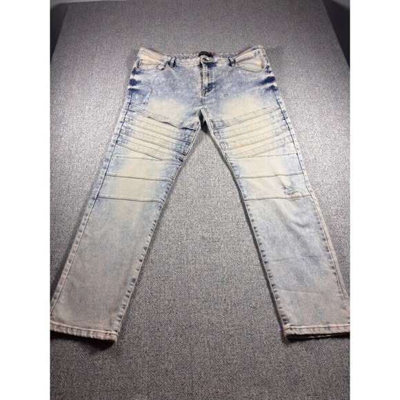 Southpole Other - Southpole  Acid Wash Moto Jeans Skinny Fit Distressed Blue Mens 42x32